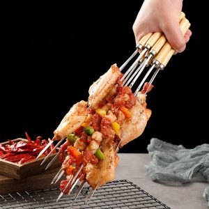 MINI ESPETO PARA ASADO MANGO DE MADERA